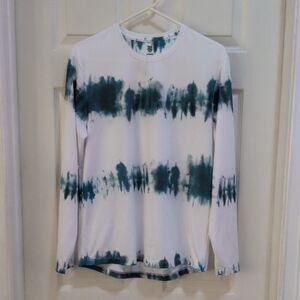 K-Swiss Men's Stripe Dye Long Sleeve Crew Neck White Shirt Size Medium